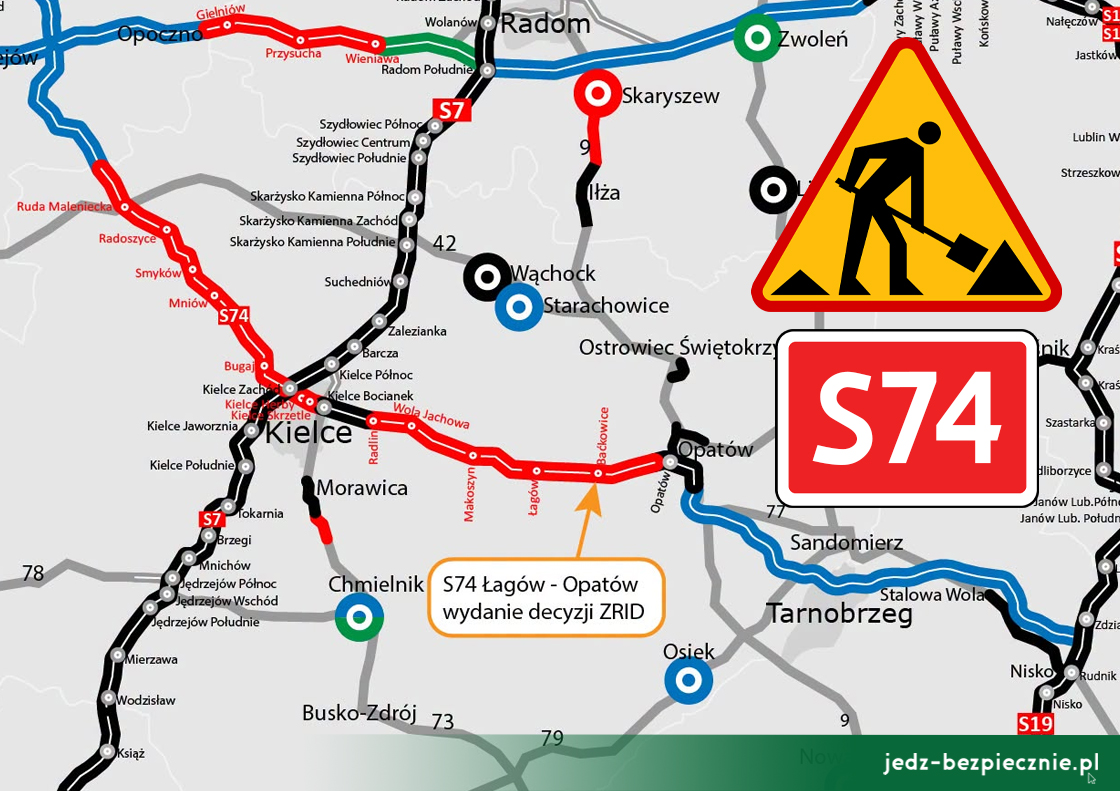 Zezwolenie na realizację inwestycji drogowej S74 Łagów - obwodnica Opatowa, województwo świętokrzyskie